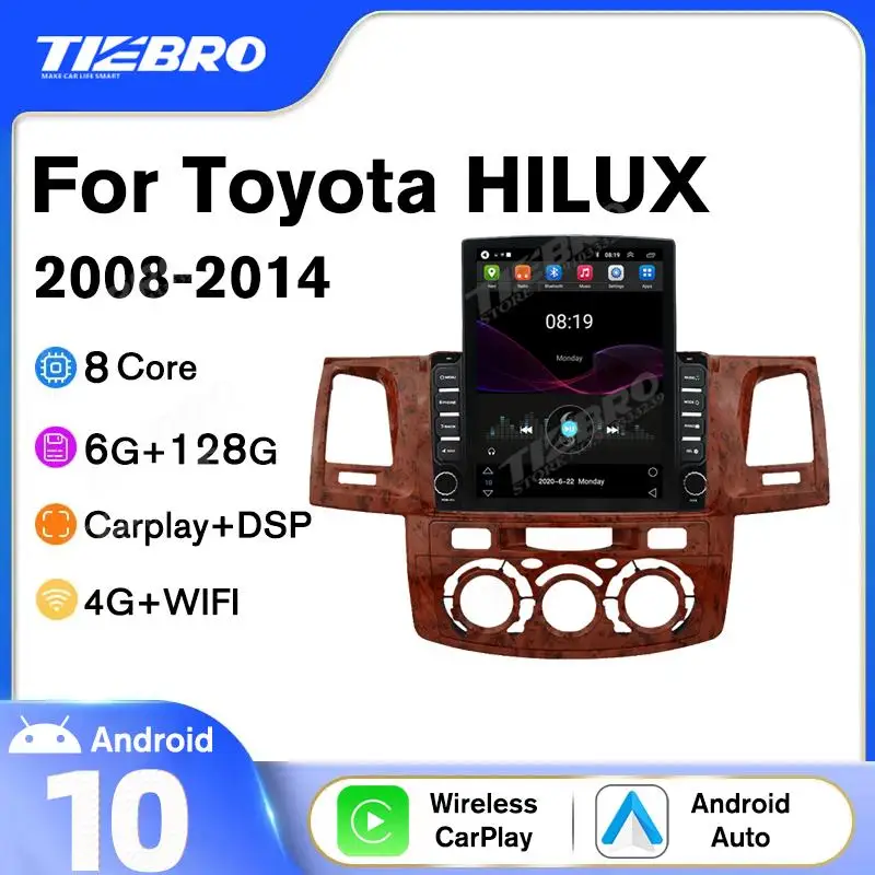 

TIEBRO Android10 Car Radio For Toyota Fortuner HILUX Revo Vigo MT AT 2008-2014 Tesla Headunit GPS Navigation Auto Radio Carplay