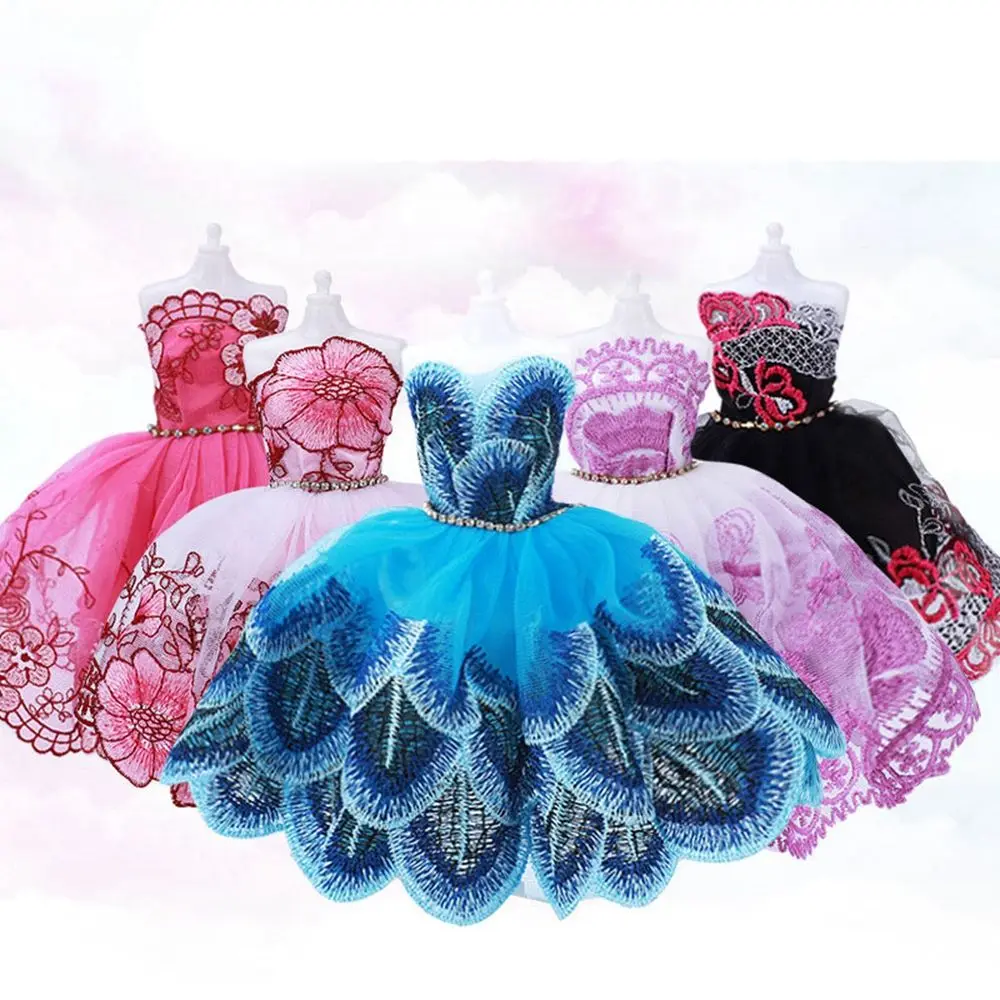 Fashion Miniature Ballet Tutu Dress Princess Doll Party Dress Peacock Flower Doll Clothes Outfits For 30cm Dolls Accessories