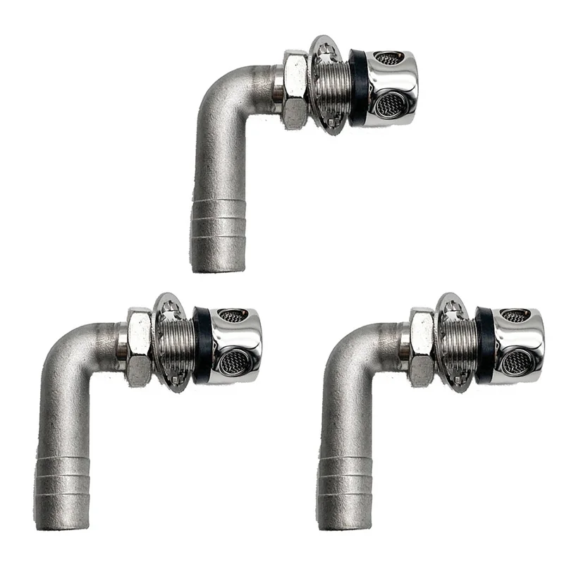 

H5-3X Нержавеющая сталь 90г. ° Вентиляционное отверстие вентиляции изгиба топлива 3/5 дюймов — бензобак для лодки/грузовика/автомобиля, 2 отверстия