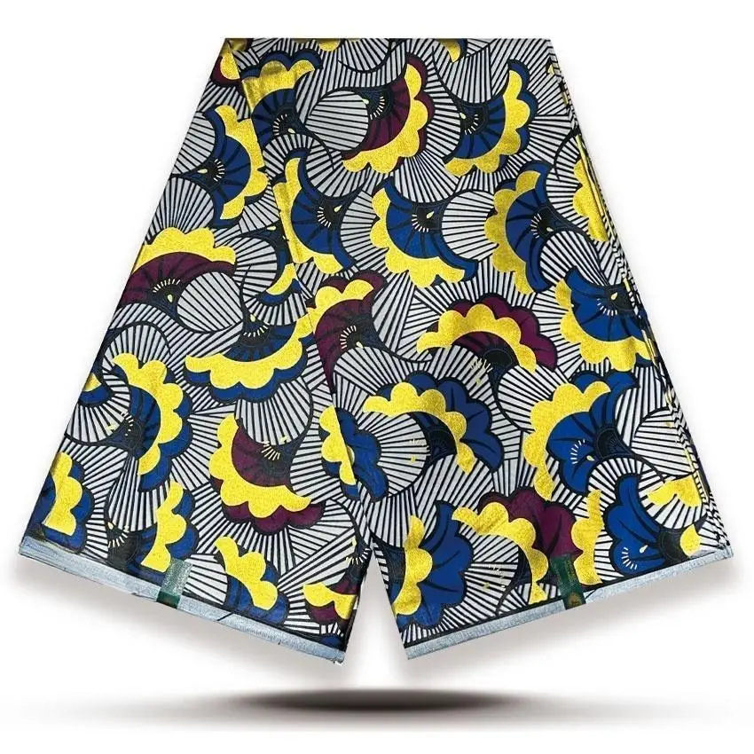 

Latest Satin Prints Fabric 100% Cotton African Golden Wax Fabric High Quality Wax Print Fabric For Sewing Women Party Dress