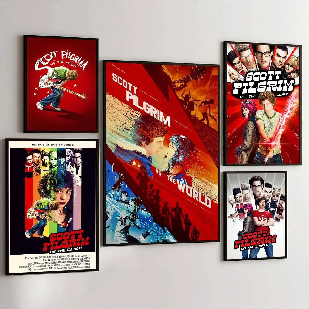 Cool Movie Scott Pilgrim VS The World Selbstklebendes Kunstposter, Whitepaper-Drucke, Poster, Kunstwerke, ästhetische Kunst, Wandmalerei