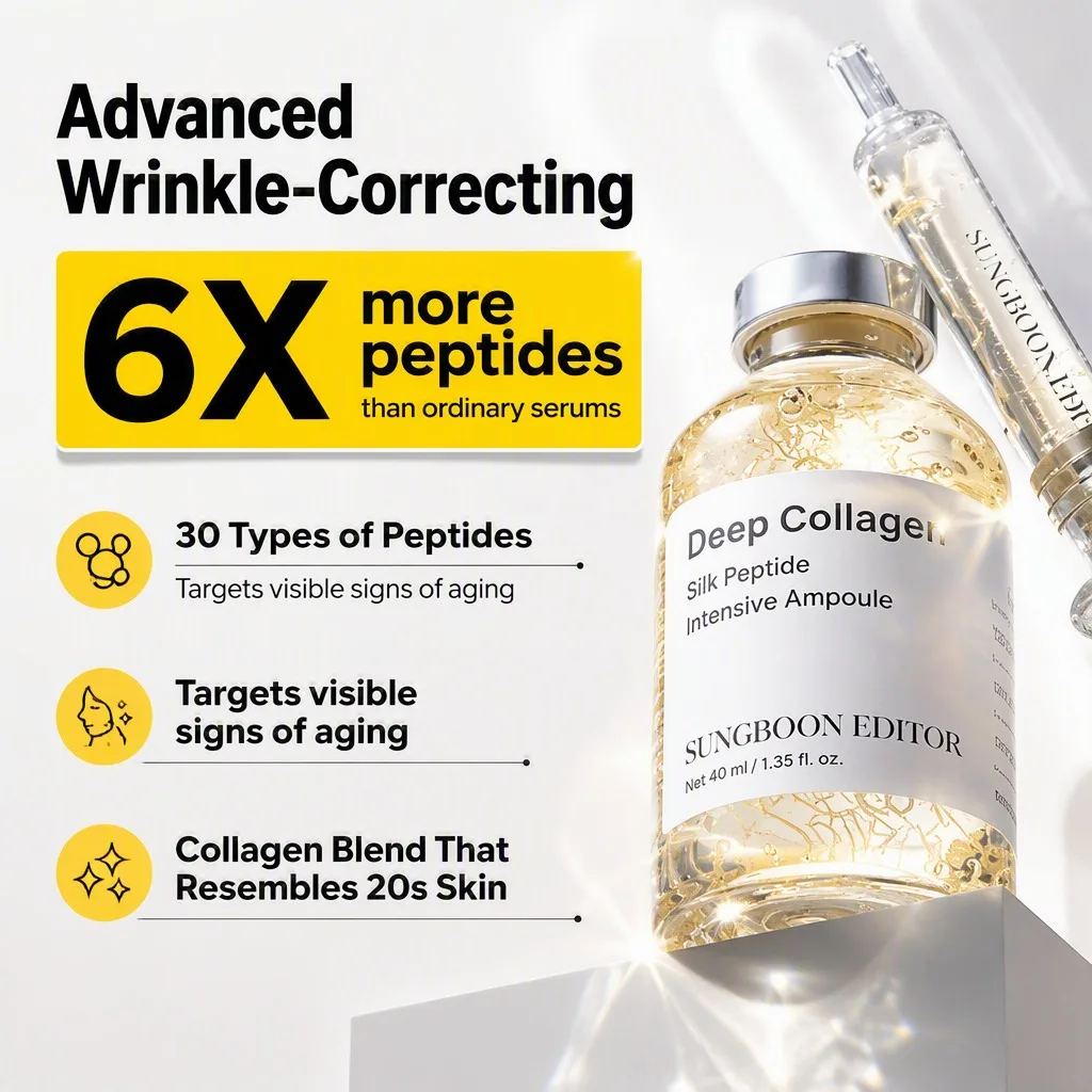 Collagen Peptide Antiaging Ampoule Silk Protein Serum Skin Tightening Elasticity Face Lifting Firming Korean Hydrating Glow Care