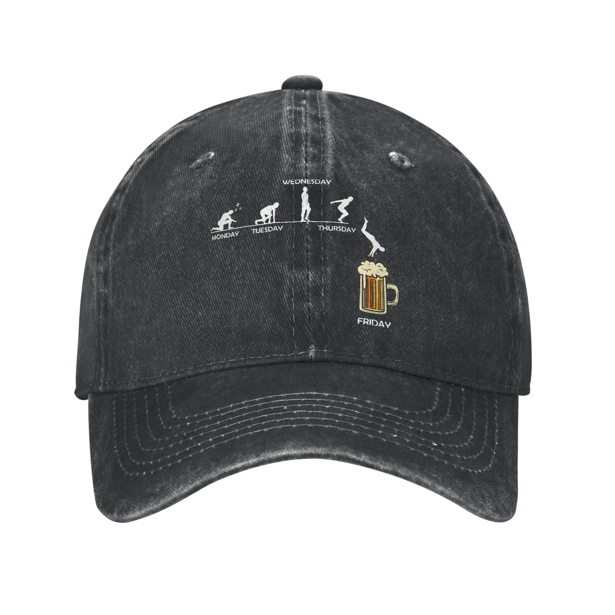 Friday Beer Evolution Unisex Baseball Caps Jumping into the Beer Distressed Cotton Hats Cap Vintage Outdoor Summer Snapback Hat