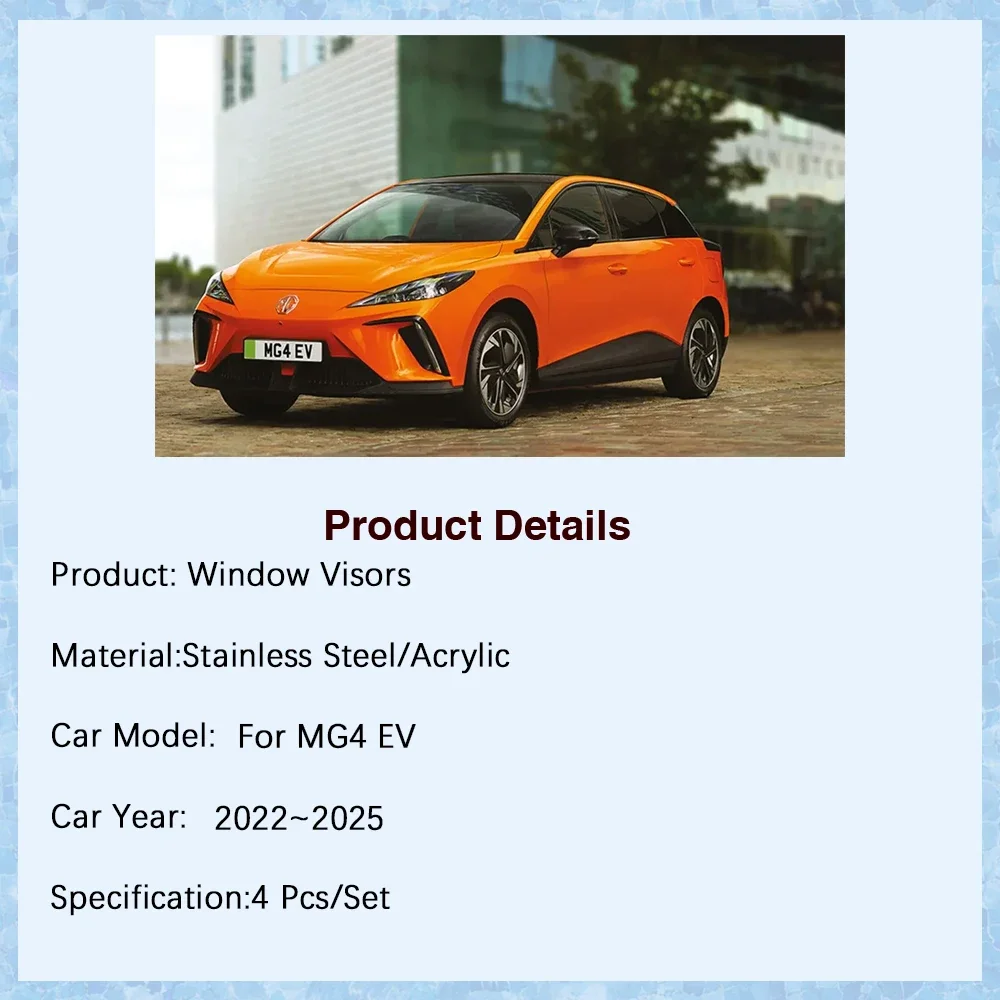 Car Window Visors For MG4 EV MG MULAN EH32 2022 2023 2024 2025 Waterproof Rain Guards Deflectors Windshields Awnings Accessories