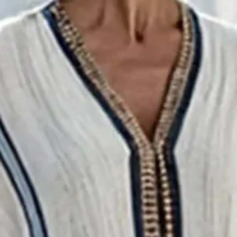 Vestaglie da donna Nuovo abito Boho ampio con scollo a V Abito lungo da donna a maniche corte estivo con stampa a righe etniche primaverili