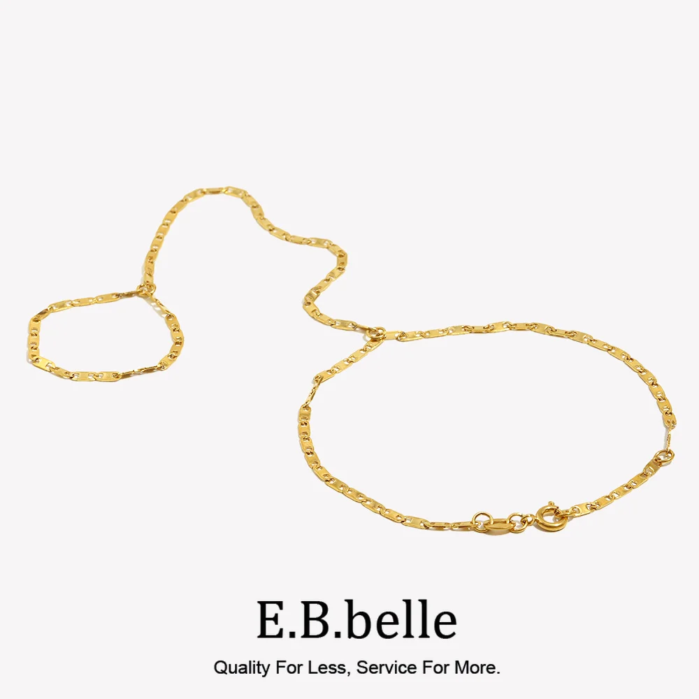 E.B.belle Pulsera de dedo de moda con cadena de mano chapada en oro de 18 quilates de acero inoxidable hipoalergénico resistente al agua para damas