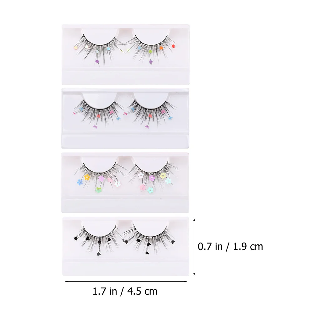 4Pairs Glitter Eyelash Extensions Set Fashionable Colored False Lashes Easy Apply Remove Comfortable All Day Wear Stand Out
