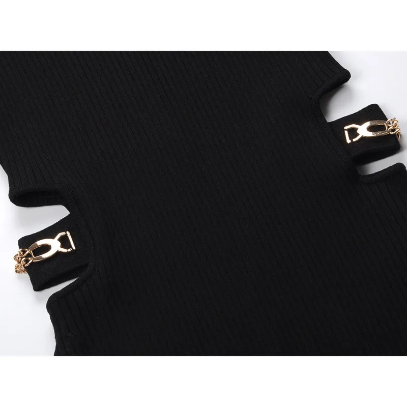 CHUJIE Feminino 2025 Verão Estilo Francês Malha Mini Vestido - Sexy Cintura Recorte Manga Curta Com Tecido Refrigerador