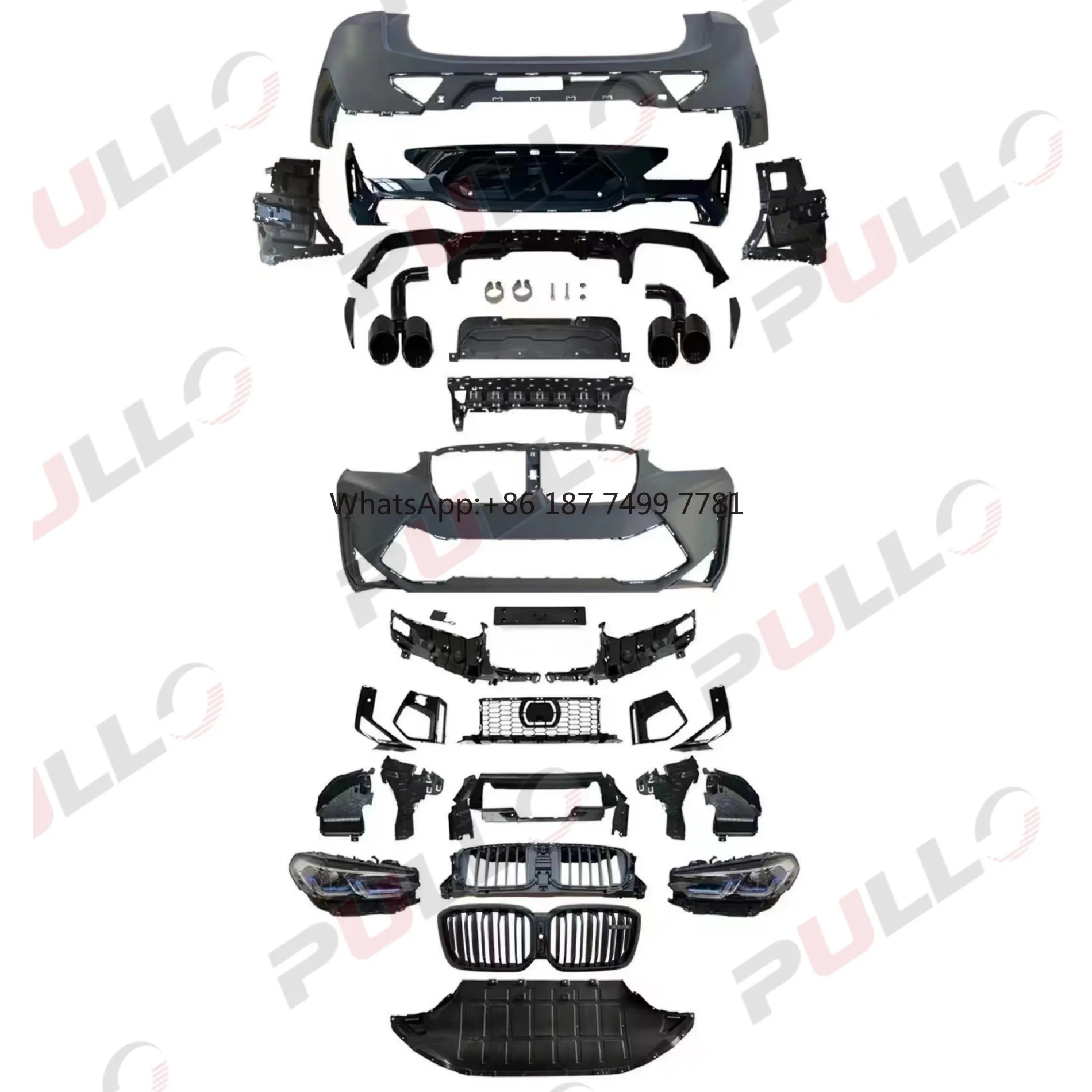 

Car BodyKit for . X4 G02 2018-2021 Upgrade to X4M F98 LCI 2022+ Bodykit with Front and Rear Bumper Assembly Fender with Grille