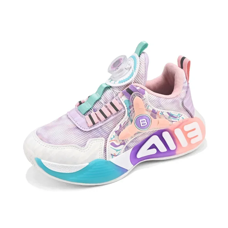 Sneakers for Girls New Rotating Lock Buckle Outdoor Light Running Shoes Casual Kids Sports Shoes Breathable Children Trainers