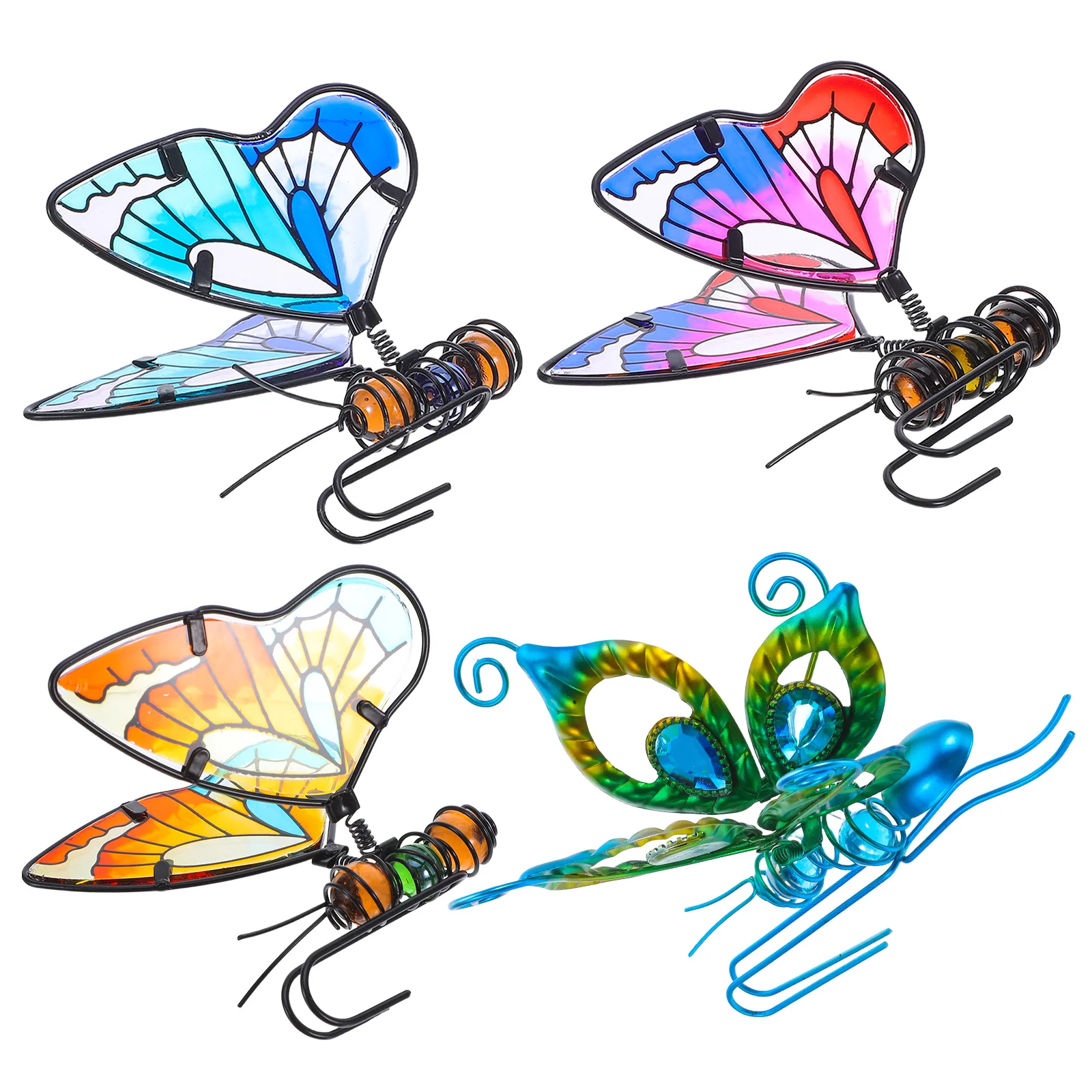 

4Pcs Butterfly Garden Decor Metal Glass Handpainted Hanging Ornaments Plant Pot Pendants Indoor Outdoor Decor Plant Pot Pendant