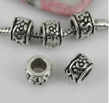 

20pcs 10*7.4mm hole 5.5mm Alloy matel tibetan silver round flower beads fit bracelet etc. HWEF0416 jewelry making supplies