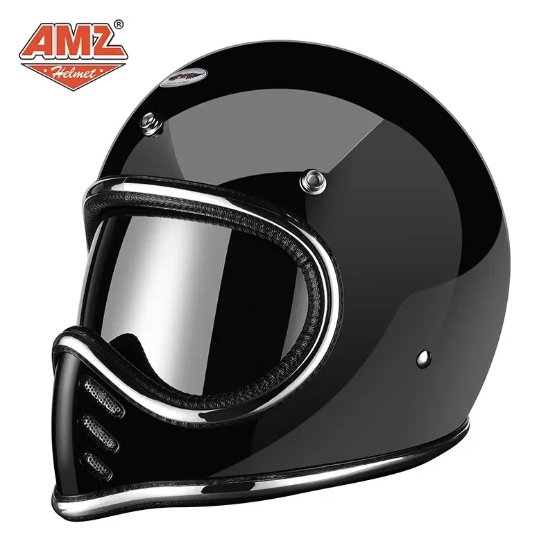 Amz Japanse Puntige Mond Kleine Helm Gepersonaliseerde Helm Retro Motorfiets Full Cover Glasvezel Het Hele Jaar Door Full Helm