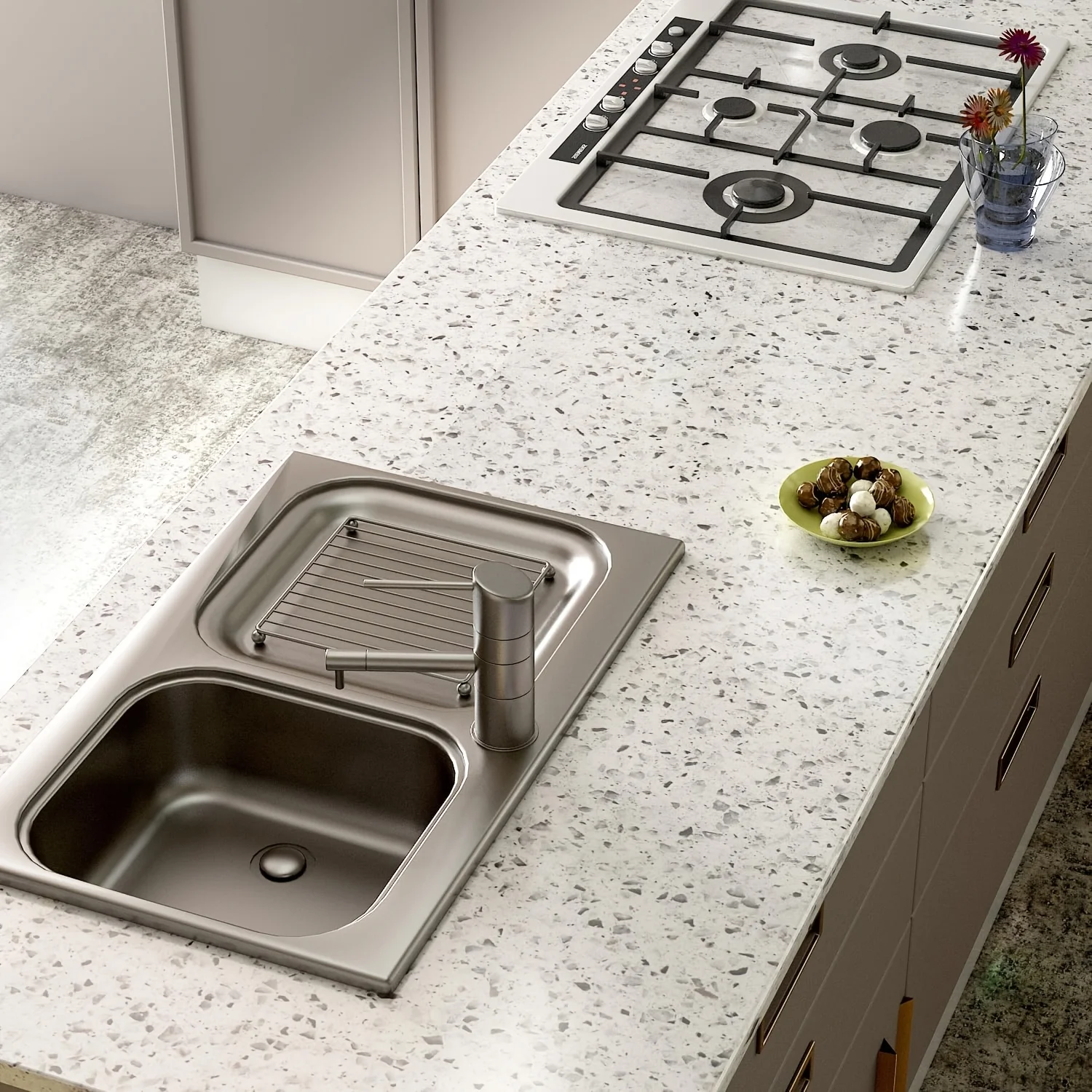 Papel Adhesivo de Granito para Encimeras, Vinilo Autoadhesivo Impermeable de PVC para Cocina, Papel Tapiz Impermeable para Baño