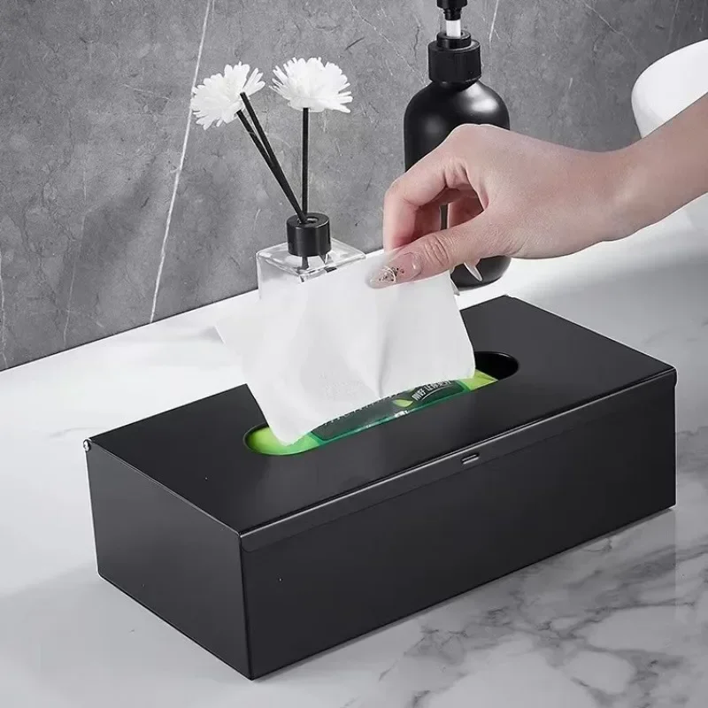 Highend Luxury Stainless Steel Desktop Tissue Box Can Wall Living Room Restaurant Office Desktop Storage Tissue Box Home Decor