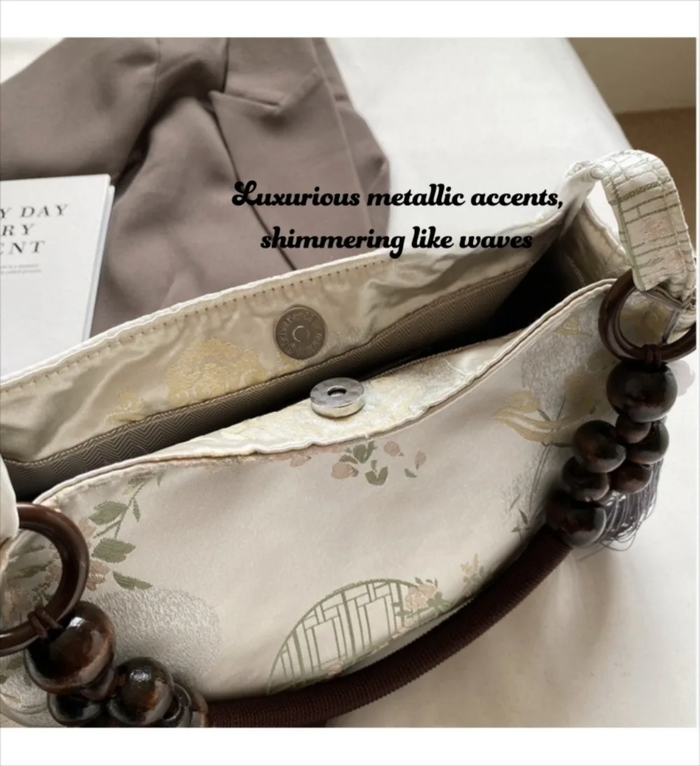 � Mittlere Kapazität ​ Damen-Schultertasche mit Stickerei ​ ​ Ethnische Muster-Stickerei ​ Nähgarn für Handarbeiten ​ ​ Quasten-Anhänger-Tasche ​ – Detail 3