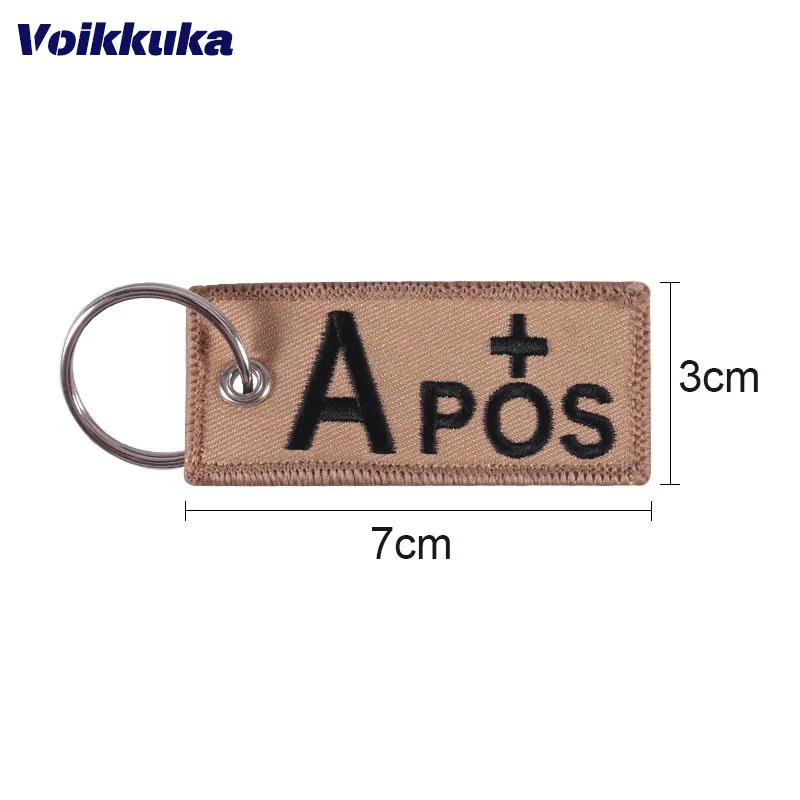 1 PC Wholesale 8 Kinds Blood Type Seal Keychain Both Sides Embroidery Car Motorcycle Key Accessories Backpack Pendant Chain