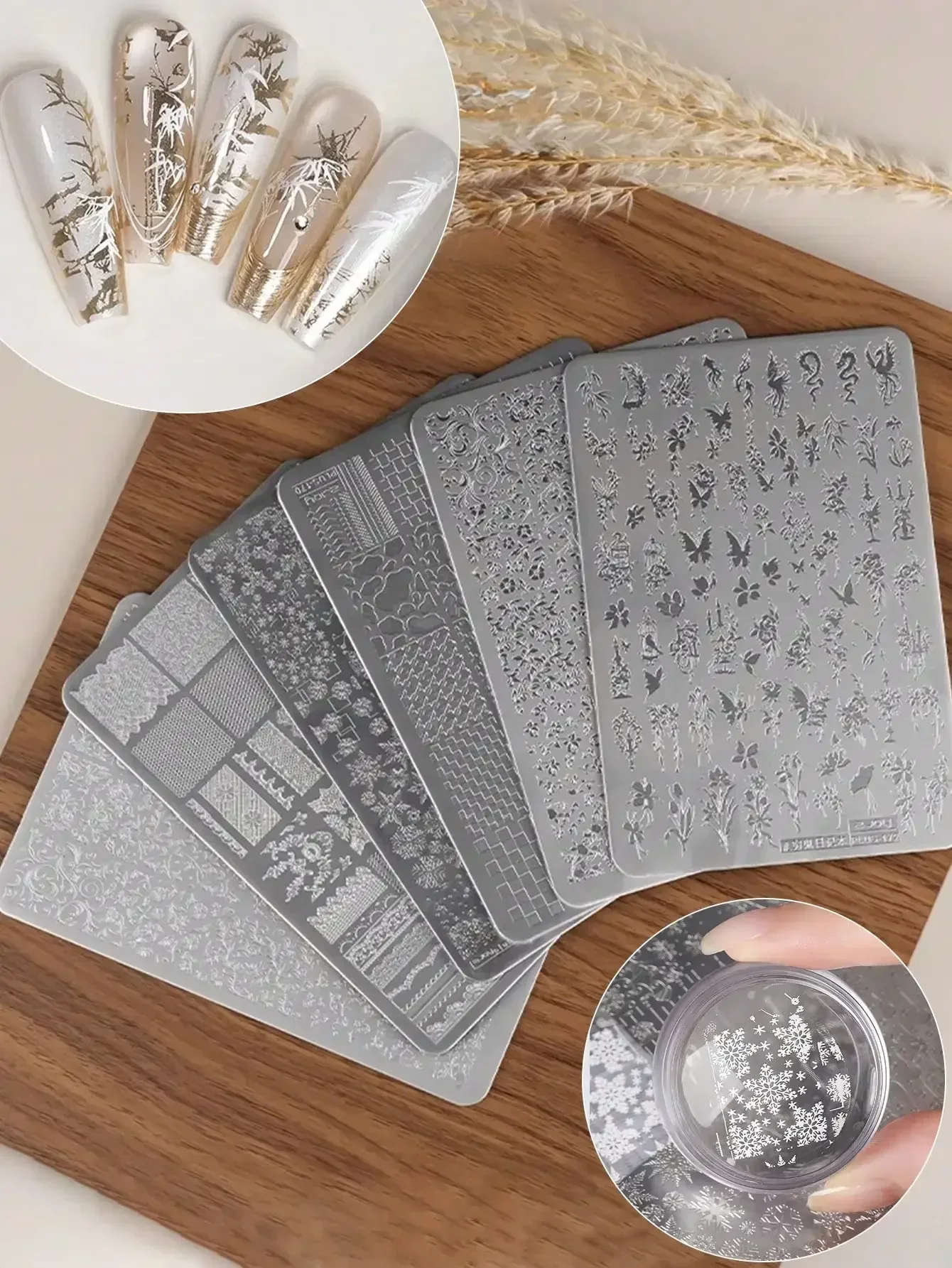 1pc Vintage Chinese Floral & Butterfly Lace Nail Stamp Plate - Stainless Steel Stamping Tool For Gel Polish Designs, French Manicure Kit With Retro Patterns