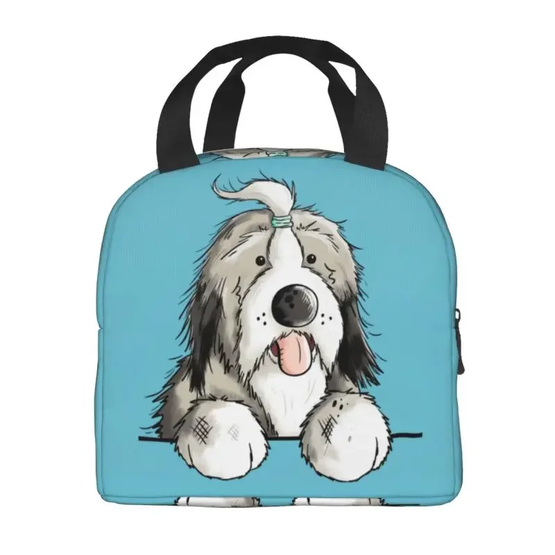 Happy Bearded Collie Dog Insulated Lunch Tote Bag for Women Pet Animal Portable Thermal Cooler Bento Box Work School Travel