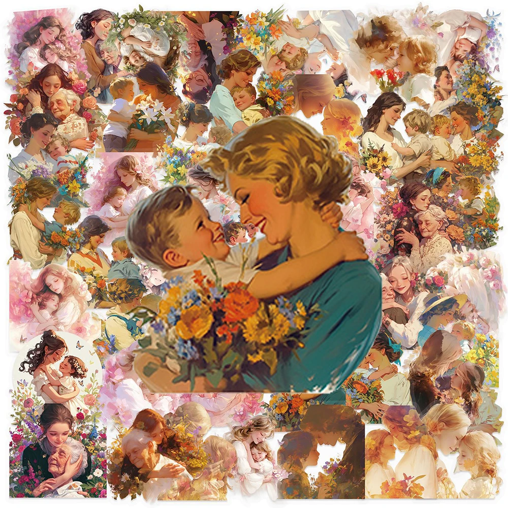 10/30/50pcs Transparent Mother’s Day Flowers Stickers Aesthetic Graffiti Car Laptop Scrapbook Waterproof Decoration Sticker Gift