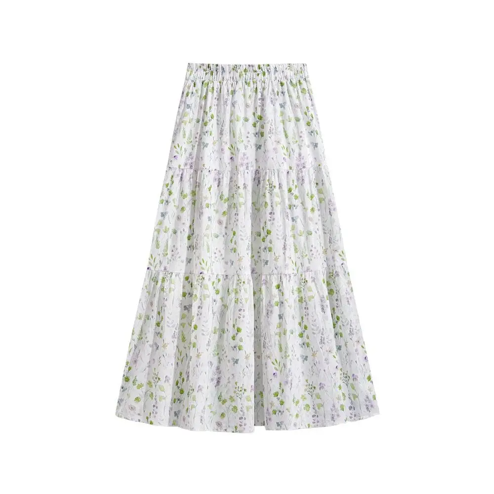 

Юбка-миди трапециевидной формы с высокой талией, женская юбка-миди с цветочным принтом, нежная юбка на весну и лето 202, новый дизайн, длина юбки Dr