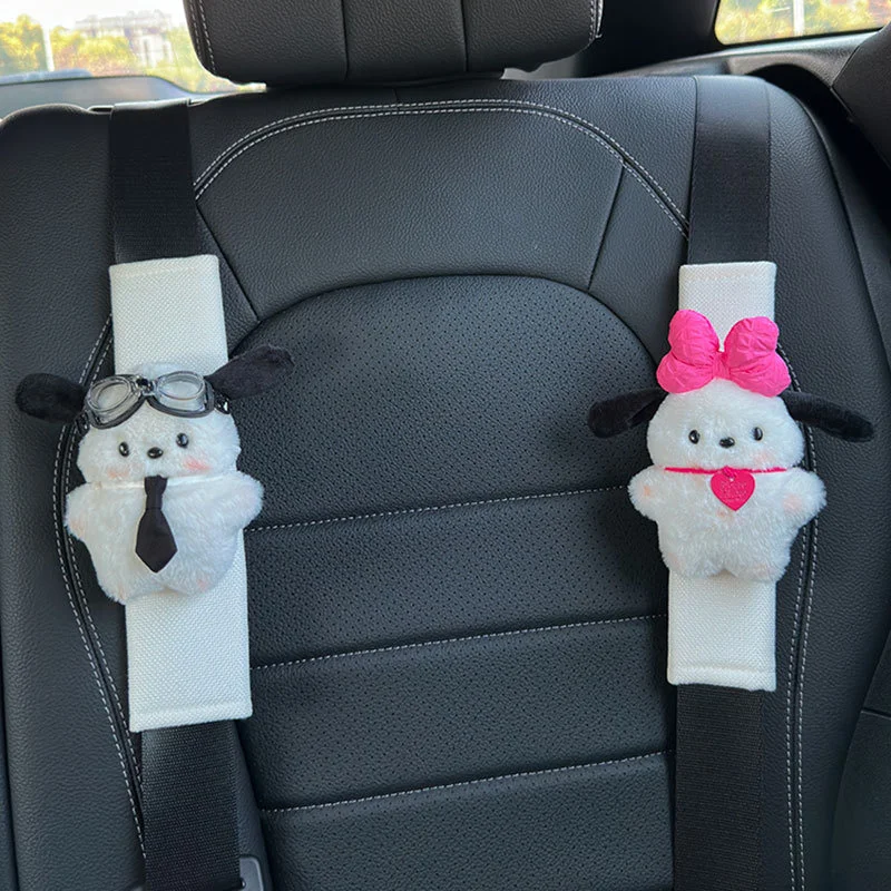 

Cartoon Sanrio Car Seat Belt Cover Plush Pochacco Auto Seat Belt Shoulder Protector Pad Car Interior Gift