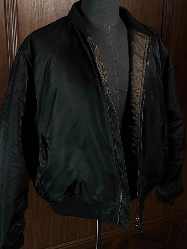 American Sle Patchwork Color Blo Flight Jaet Cotton Workwear for Men Winter Loose Fit ort Bomber Baseball Coat