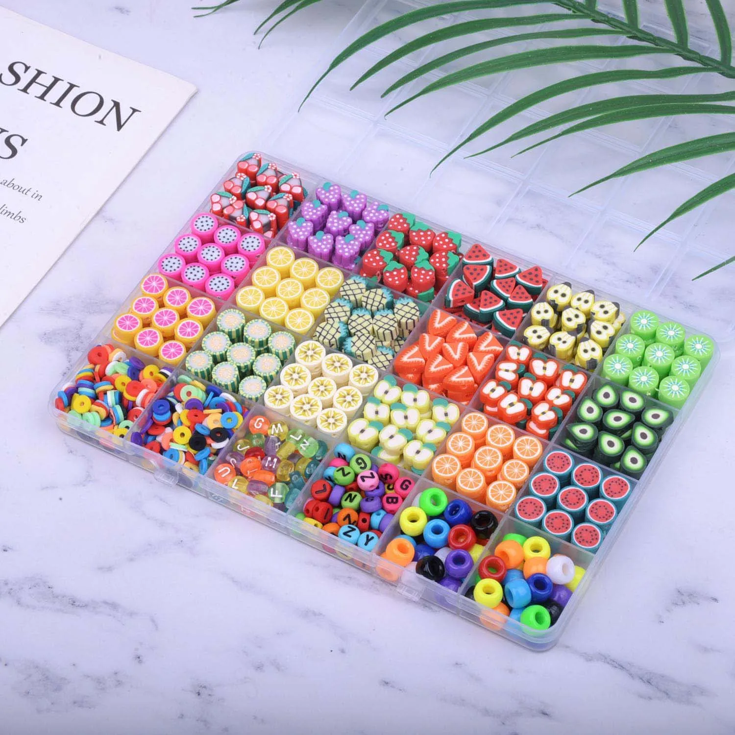 800pcs fruit series DIY polymer clay bracelet making set, 24 different patterns, is the best choice for gifts