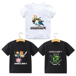 Miner Crafting Shirt Kid Birthday Shirt Baby White Black T Shirt Toddler Summer Clothes Anime Game Cartoon Letter Tops Gift