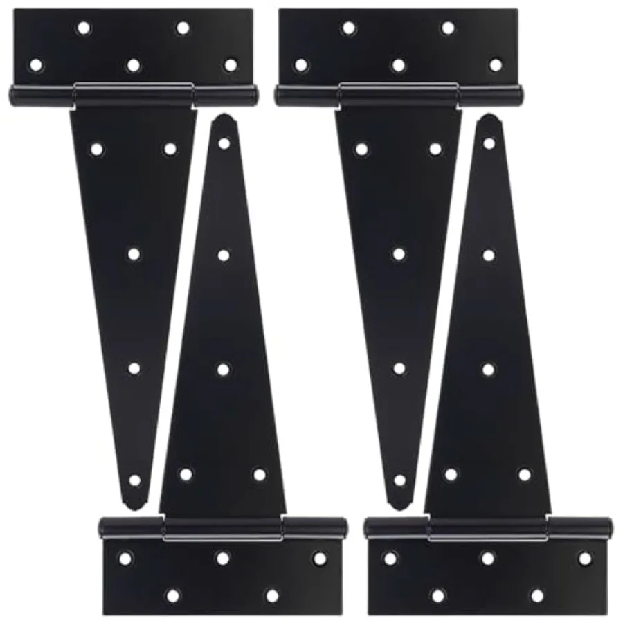 

1 T-Strap Gate Hinges, Shed Barn Door Hges Heavy Duty, Black Tee Hges for Wooden Fences, Yard Gate, Wrought Hardware Iron Rustp
