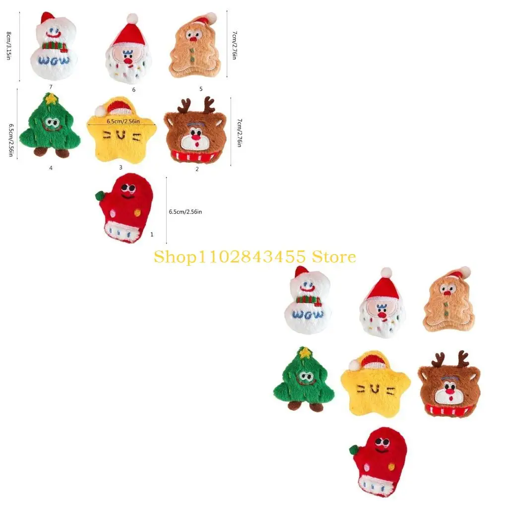 49MC Festival Hat Pin Christmas Theme Plush Brooch for Holiday Clothing Decoration
