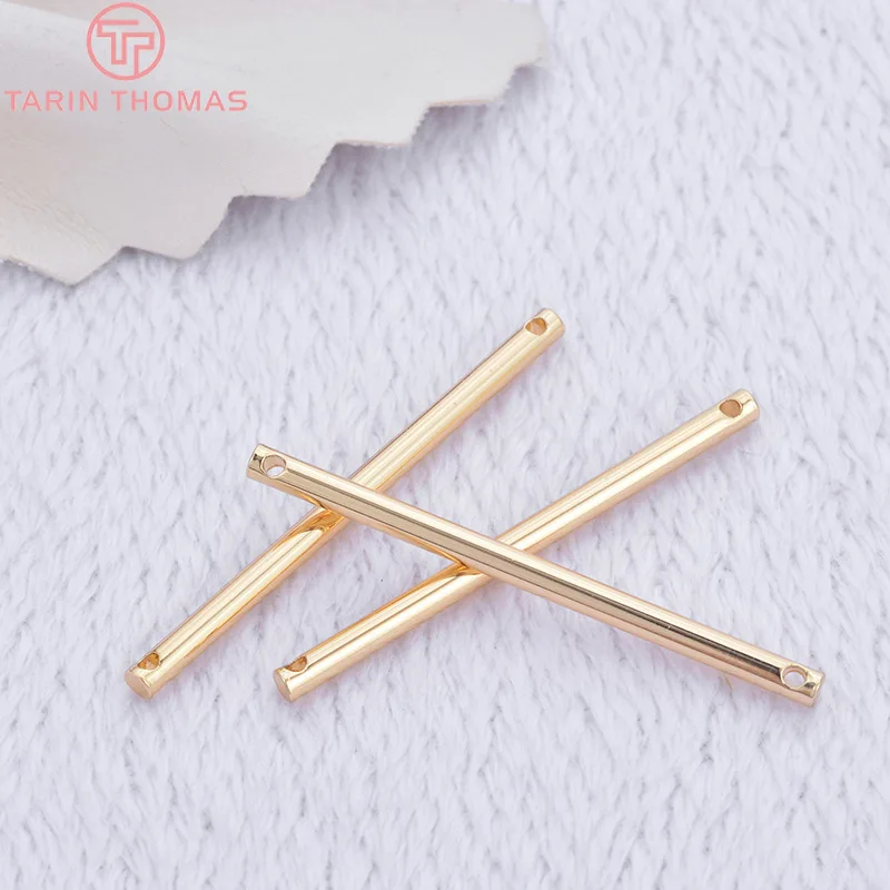 (1902)10PCS 35x2MM 50x2MM 24K Gold Color Brass Rods Connector Charms Pendants High Quality Diy Jewelry Findings Accessories