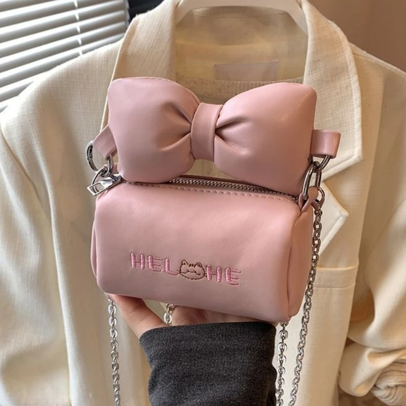 

Japanese Cute Cartoon Bow PU Leather Mini Crossbody Bag Shoulder Bags Mobile Phone Zero Wallet Storage Bag Kawaii Women's Bags
