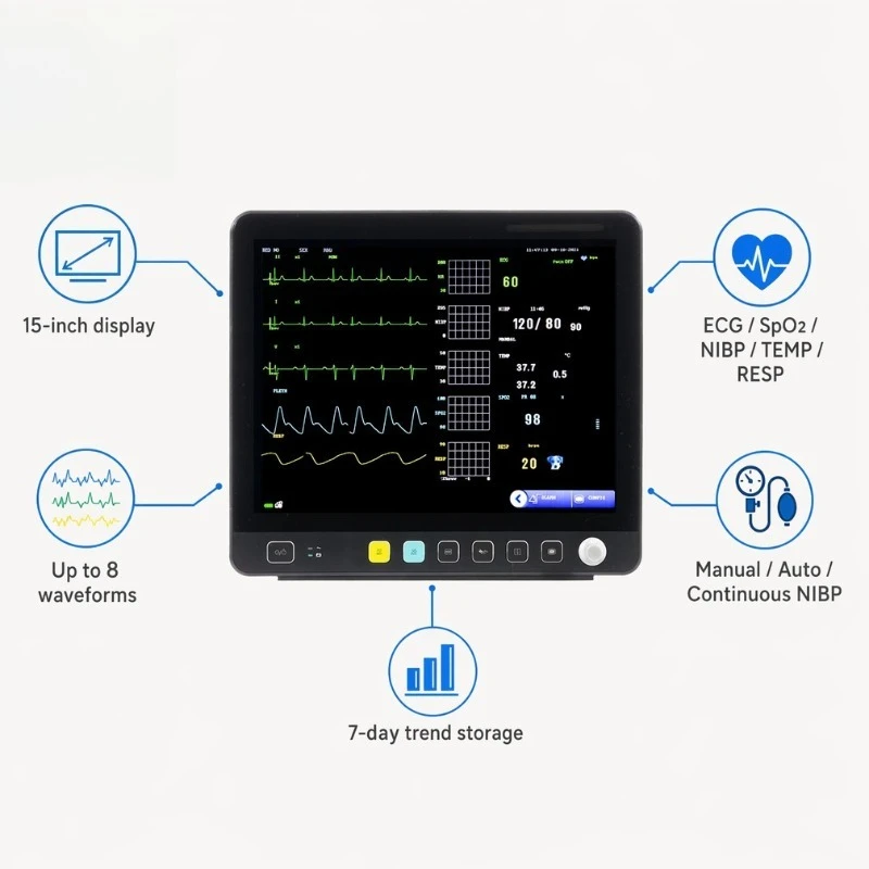 Animal Veterinary Multi-Parameter  ECG SpO2 NIBP TEMP RESP Pet Clinic Monitoring Veterinary Equ