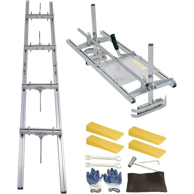 36-inch Chainsaw Mill and 9-FT Rail Mill Guide System,with Acrylic Board and 4 Tree Felling Wedges