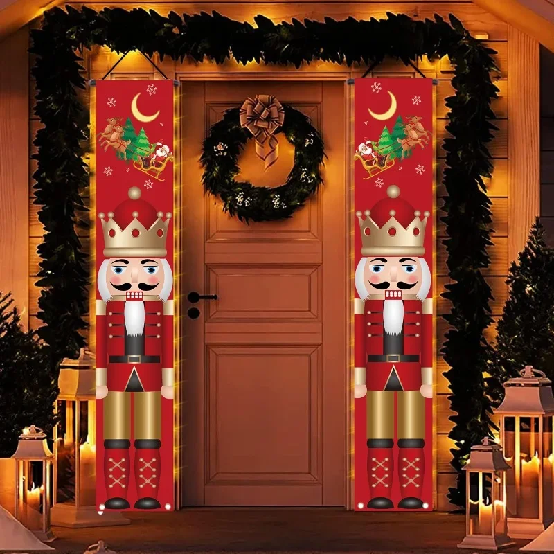 

Merry Christmas Nutcracker King Couplet Christmas Party Banners Background Decoration Flag Atmosphere Home Wall Hanging Decor