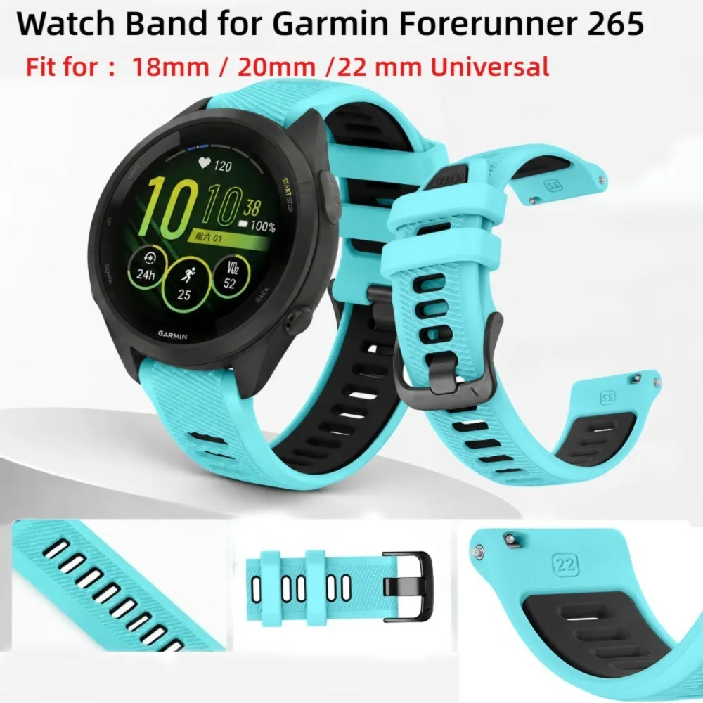 18mm 20mm 22mm Uhrenarmband für Garmin Forerunner 265 Sport Ersatzarmband für Garmin Forerunner 55 158 165 168 245 255 265 645