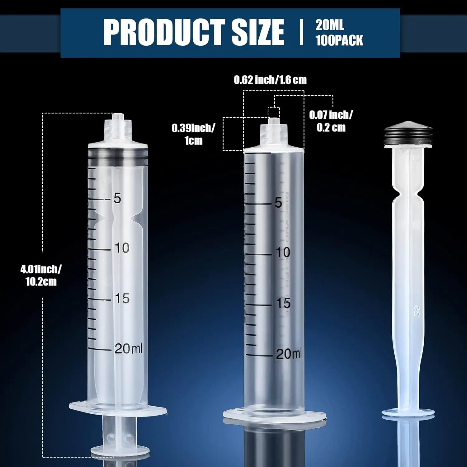 20ml Luer Lock Syringe – No Needle, Sterile & Individually Wrapped (Pack of 100)