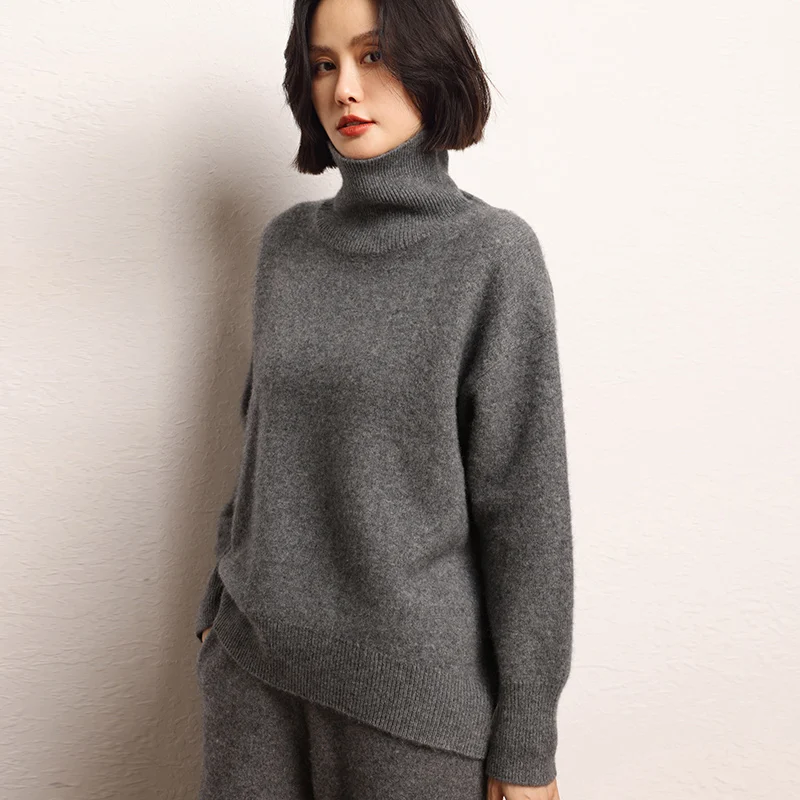 Winter Loose Warm Sweaters 100% Goat Cashmere Knitted Pullovers Hot Sale Women Soft High Quality Ladies Jumpers Clothes 2024