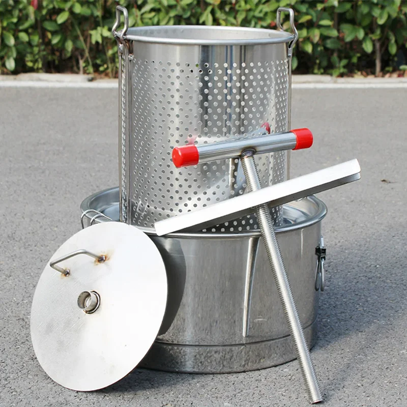 Honey Extractor with Collection Bucket Durable T-Handle Manual Juicer for Home Use Combines Honey Extraction and Storage