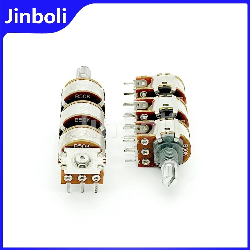 1PCS 16 Type B50K 6 Link B50K*6 6 Channel Power Amplifier Volume Potentiometer 18Pins Flower Shaft 15MM