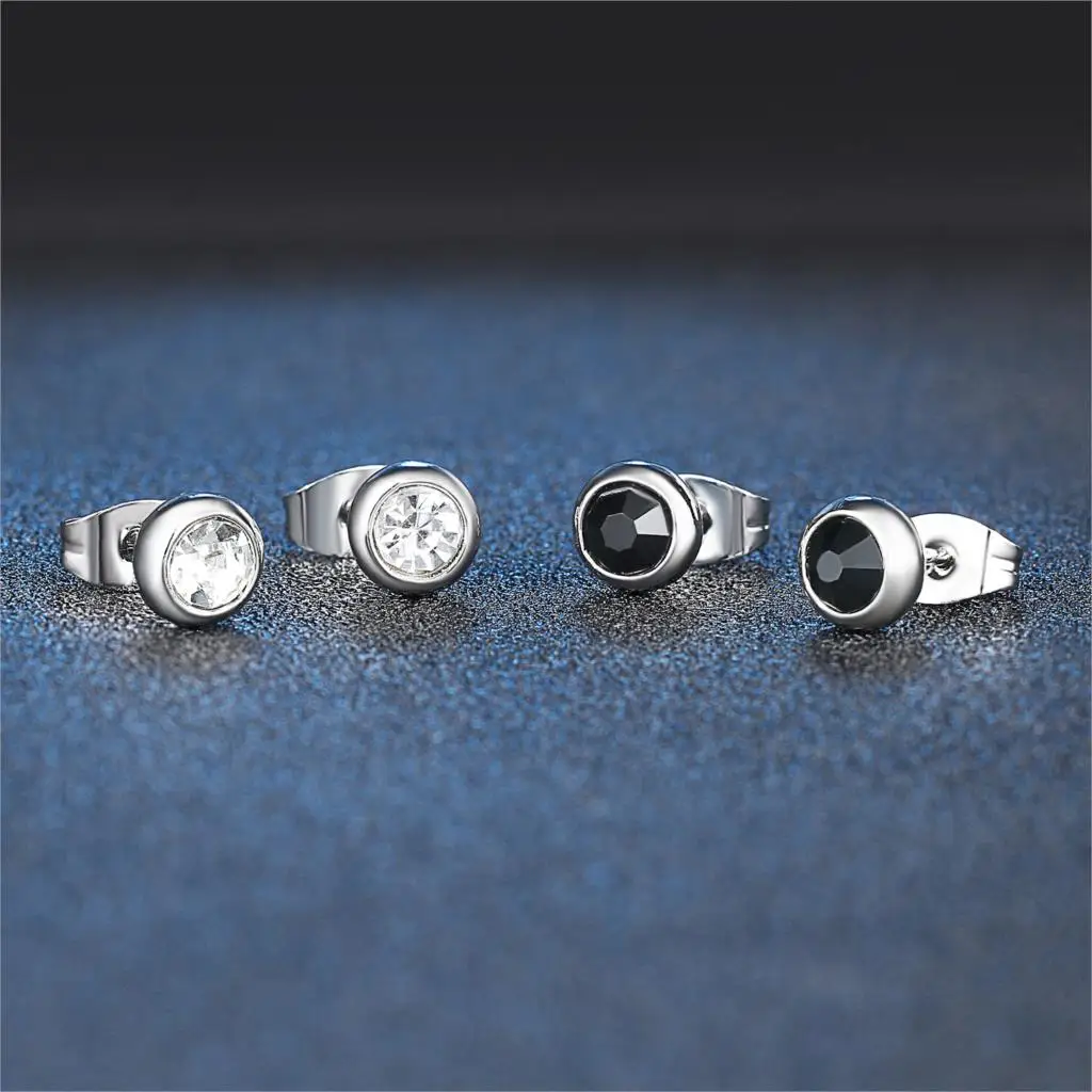 Simple Classic Cubic Zirconia Rose Gold Color Stud Earrings HotSale Round Austrian Crystal Fashion Jewelry For Women E270M