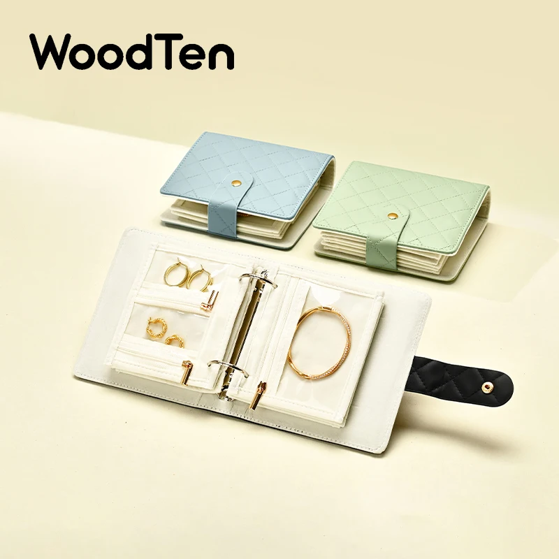 

WoodTen Portable Jewelry Organizer Travel Jewelry Storage Bag Anti-Oxidation Jewelry Book for Rings Earrings Necklaces