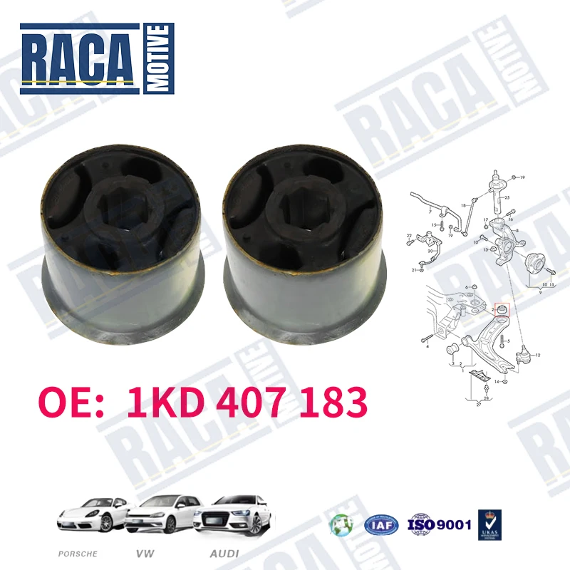 

For VW Touron Tiguan CC Magotan Skoda Fabia Octavia Audi A3 Q3 2PCS Front Control Arm Rubber Bushing 1KD407183 6Q0407183