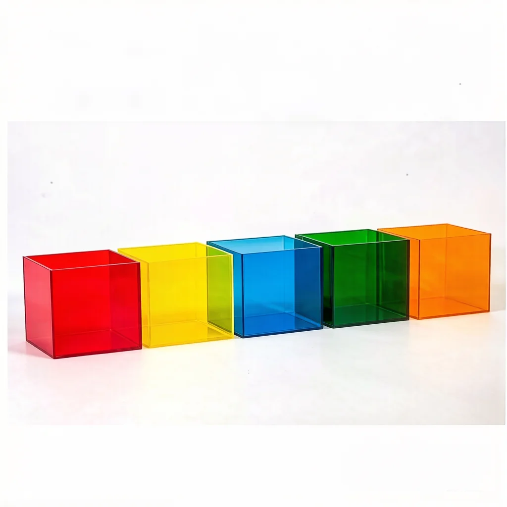 Customized Colorful 6x6cm Acrylic Cube Box Display Stand Rack for Cosmetics Jewelry Figures Toys Collectibles Display Riser Tray