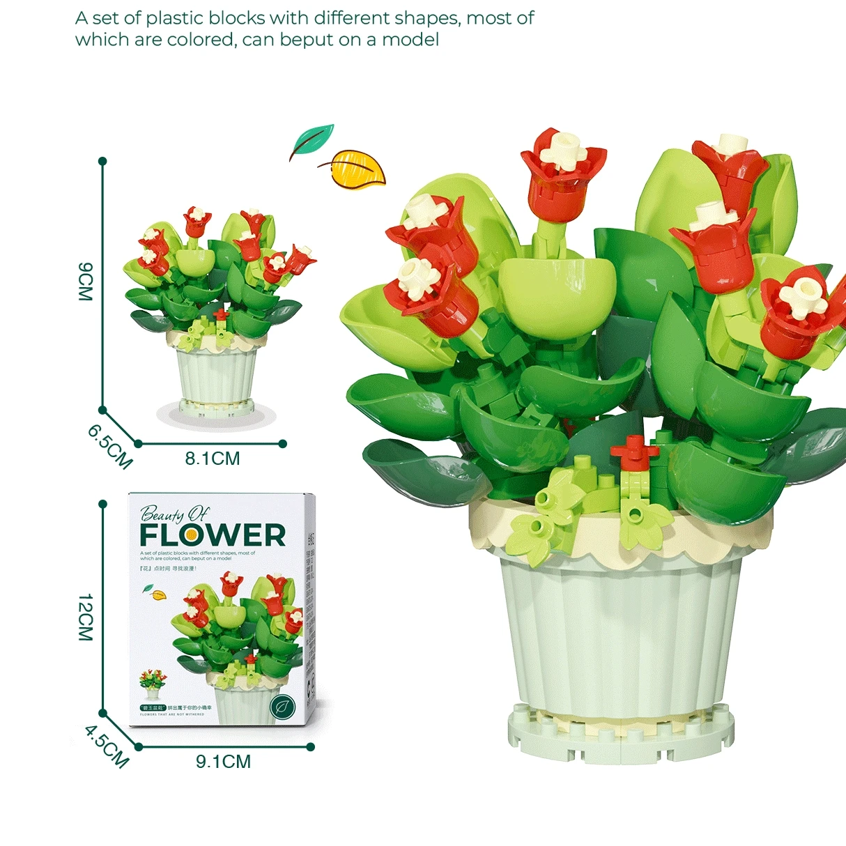 12Piece/Set Simulation Eternal Flower Building Blocks Creative DIY Bonsai Succulent Flower Pot Building Blocks Bricks Kids Toys