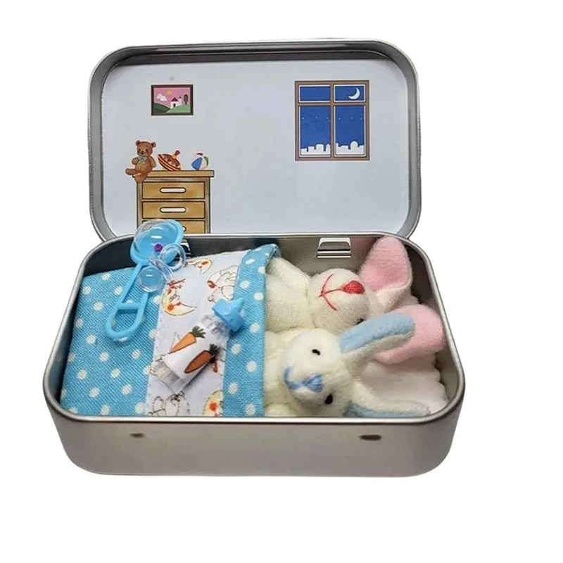 Easter Bunny Stuffed Animal Little Pocket Rabbit In A Tin Stuffed Tiny Bunny Little Bunny Toys Worry Doll For Anxious