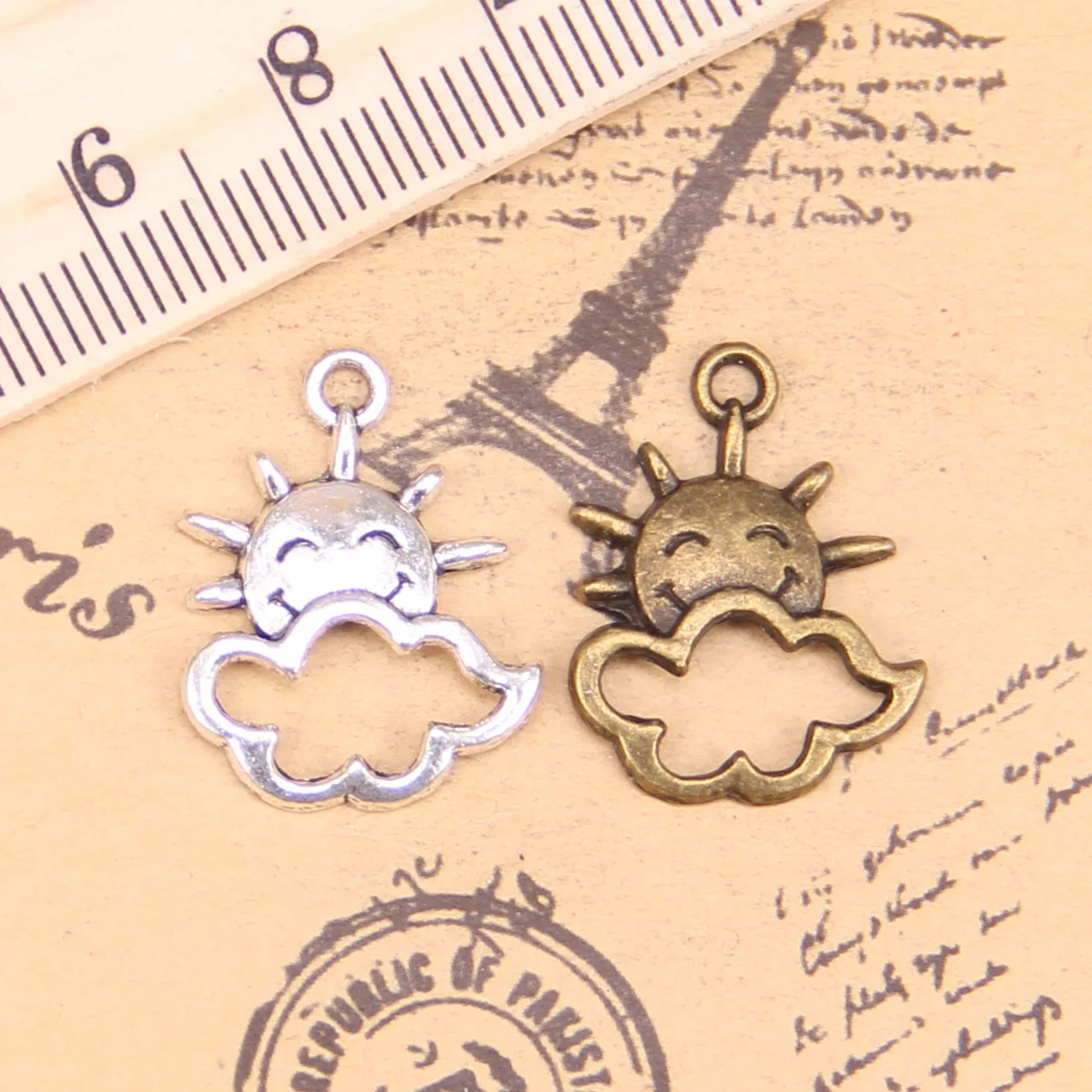 136pcs Jewelry Charms Sun Cloud 20x17mm Antique Silver Plated Pendants Making DIY Handmade Tibetan Silver Jewelry