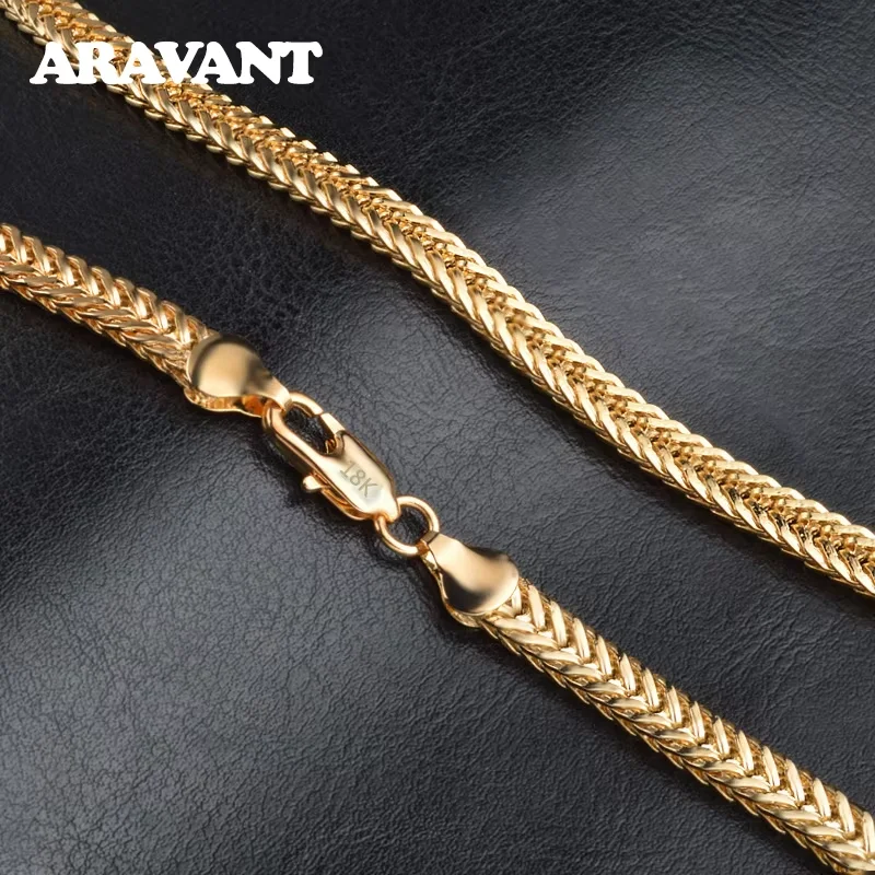 ARAVANT 925 Silver 18K Gold Necklace Chains For Men Women Fashion Jewelry Accessories