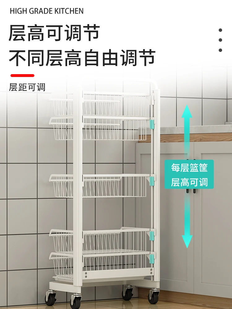 New white kitchen vegetable rack floor multi-storey home multi-functional vegetable rack ginger garlic fruit storage basket